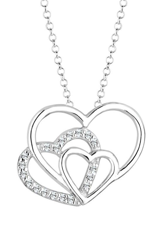 Elli Necklace Triple Heart Crystals 925 Sterling Silver