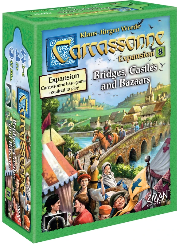 Z-Man Games | Carcassonne Expansion 8: Bridges, Castles & Bazaars | Board Game | Ages 13 Plus | 2-6 Players | 40 Minutes Playing Time