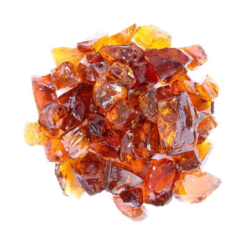 Hiland AZ Patio Heaters Fire Pit Fire Glass in Amber, 10 Pounds - Image 1