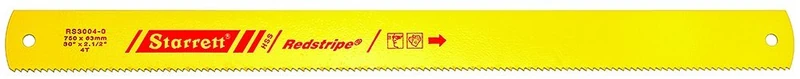 Starrett RS3004-0 Redstripe Solid High Speed Steel Power Hacksaw Blade, 0.100" Thick, 4 TPI, 30" Length x 2-1/8" Width - Image 1