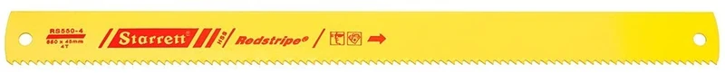Starrett RS550-4 Redstripe Solid High Speed Steel Power Hacksaw Blade, 0.075" Thick, 4 TPI, 22" Length x 1-3/4" Width