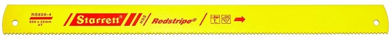 Starrett RS650-4 Redstripe Solid High Speed Steel Power Hacksaw Blade, 0.100" Thick, 4 TPI, 26" Length x 2-3/16" Width