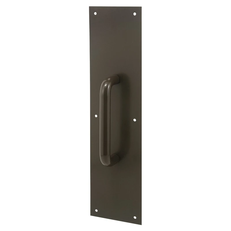Prime-Line Products J 4668 Door Pull Plate, 4 by 16, Round Handle, Bronze Painted Alum