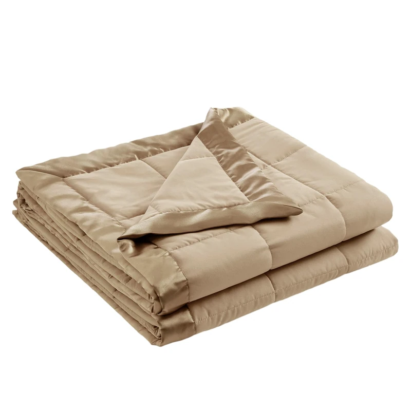 Madison Park Windom Down Alternative Blanket, Premium 3M Scotchgard Moisture Wicking Treatment, Lightweight and Soft Bed Cover For All Season, Satin Trim, Brown Twin