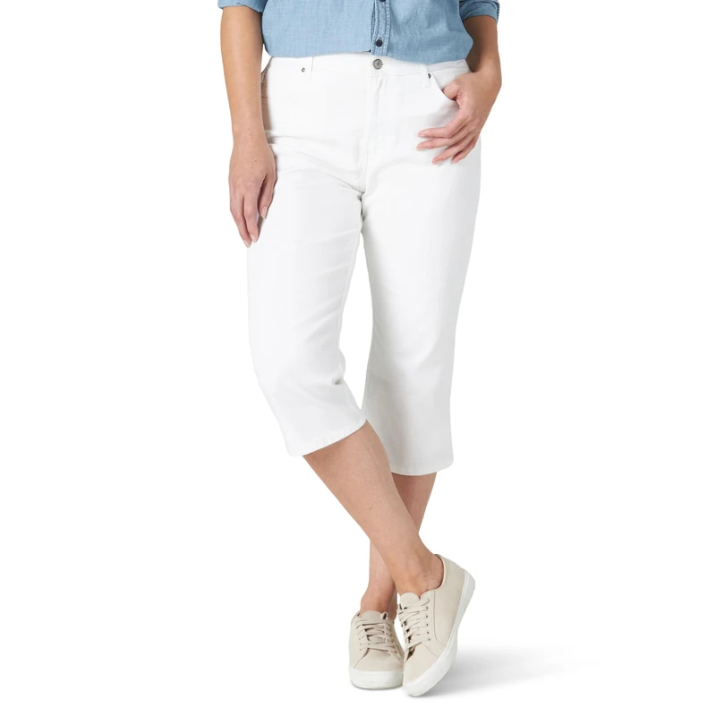 Lee Women's Relaxed Fit Capri Pant, White, 12 US