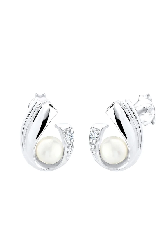 Elli DIAMONDS Earrings Women Classic with Freshwater Cultured Pearl and Diamond (0.03 ct.) in 925 Sterling Silver