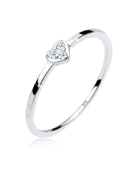 Elli DIAMONDS Ring Women Heart Symbol Classic with Diamond (0.06 ct.) in 925 Sterling Silver