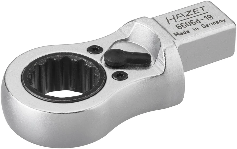 HAZET 6606D-19 81 mm 12-Point Profile Ratcheting Insert Box-End Wrench - Chrome-Plated