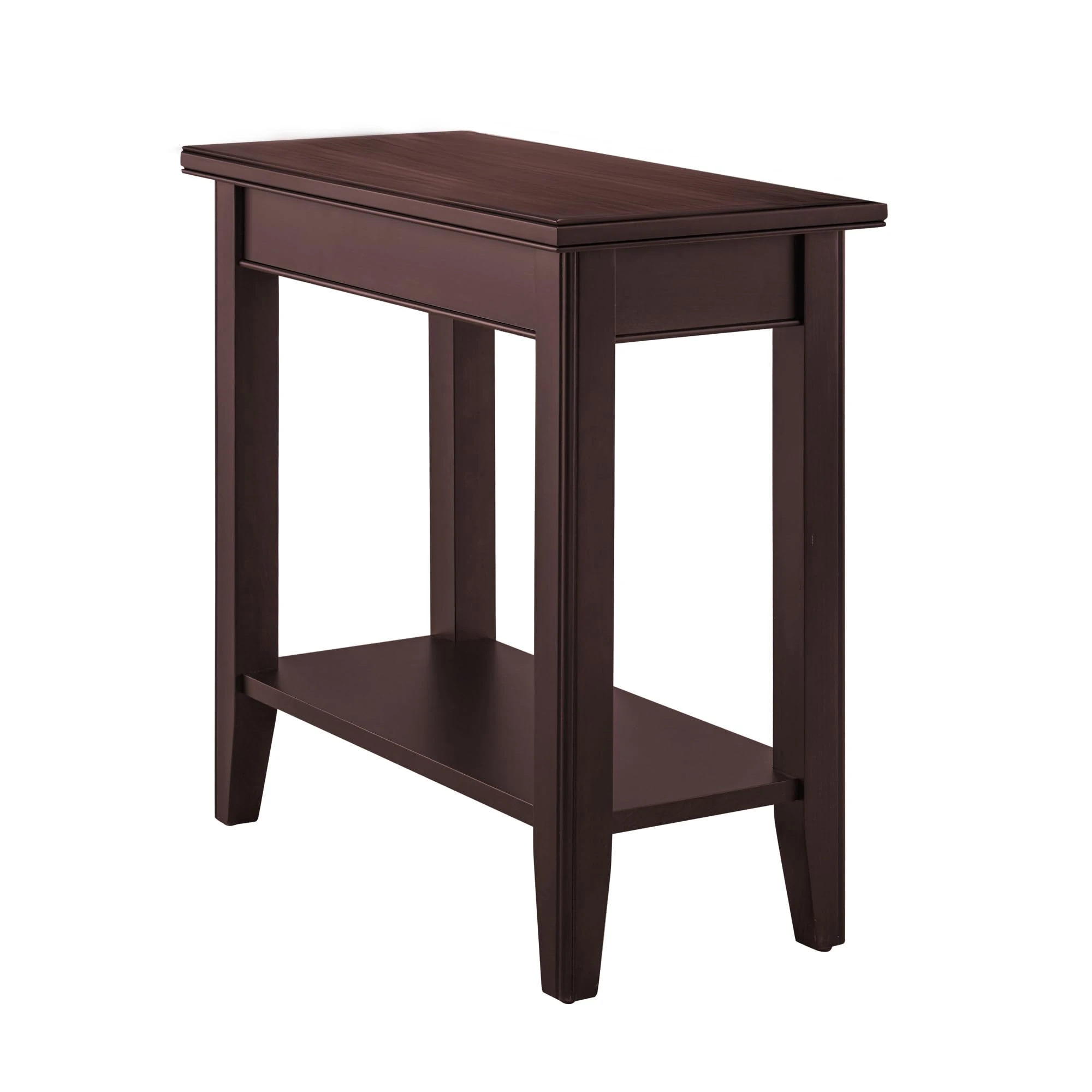 Leick Home Laurent End Table, Solid Wood, Bottom Display Shelf, Narrow, Easy-Assembly, for Living Room/Bedroom, Chocolate Cherry, 24.0 in. L x 12.0 in. W x 24.0 in. H, 10505