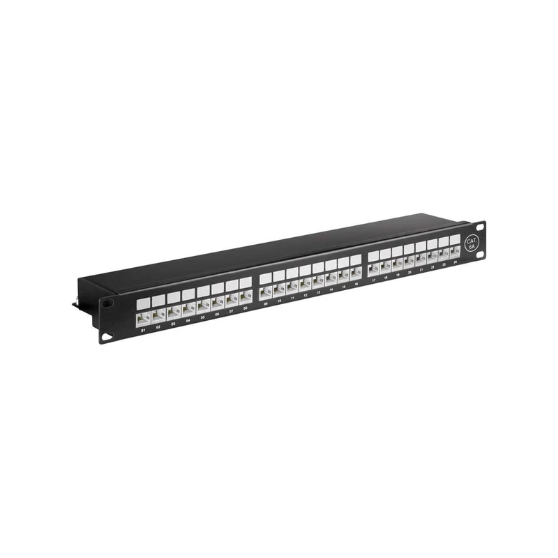 Goobay 90854 CAT 6a 48.3cm Patch Panel, 24 Port, Black