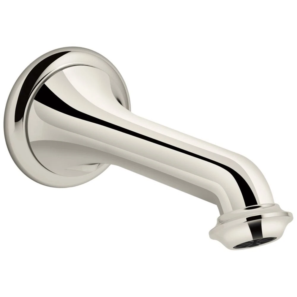 KOHLER K-72792-SN Artifacts Wall-mount bath spout with turned design, Less Handles, Vibrant Polished Nickel