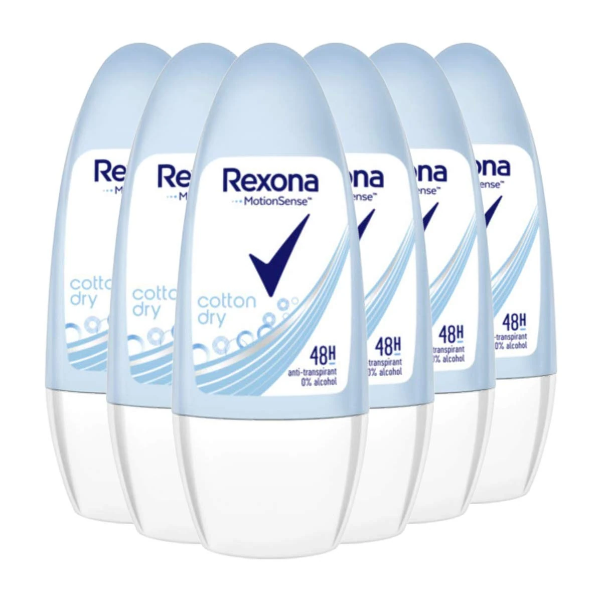 Rexona Cotton Dry Women's Roll-On Deodorant Pack of 6 x 50 ml