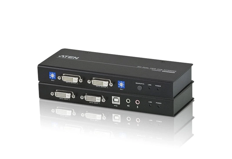 ATEN USB DVI Dual View Cat 5 KVM Extender (1024 x 768@60m) CE604 (1920 x 1200 @ 60 Hz at 30 m; 1024 x 768 @ 60 Hz at 60 m) Supports Dual View video source