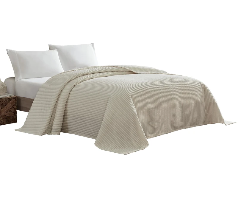 Beatrice Home Fashions Channel Chenille Bedspread, King, Ivory