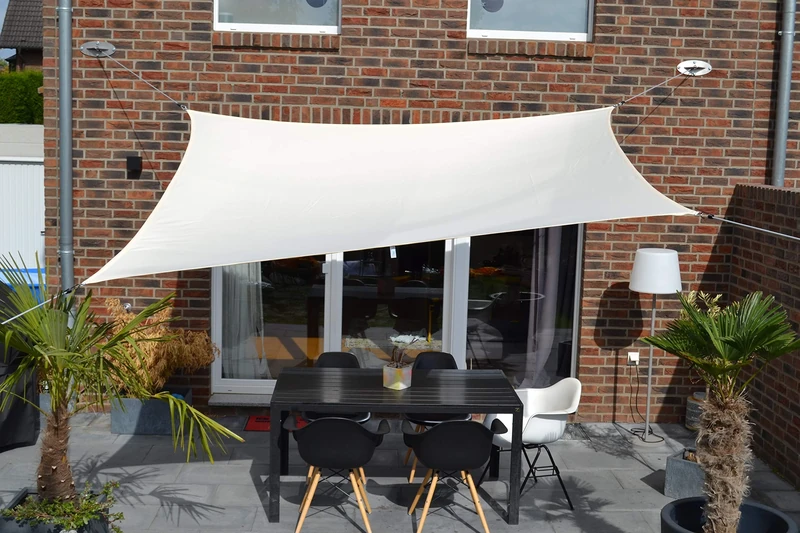 Floracord 06–77–07–38 Vierecksonnensegel with Raincover 2.5 x 3 M Includes accessories with permanently straps, Ivory