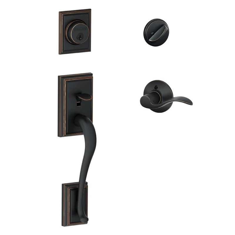 Schlage F60 ADD 716 Acc LH Addison Handle Set with Accent Lever Interior Left Hand, Aged Bronze