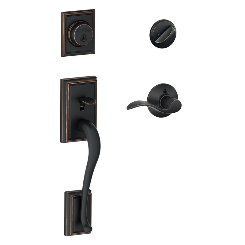 Addison Single Cylinder Handleset and Right Hand Accent Lever, Aged Bronze (F60 ADD 716 Acc RH)