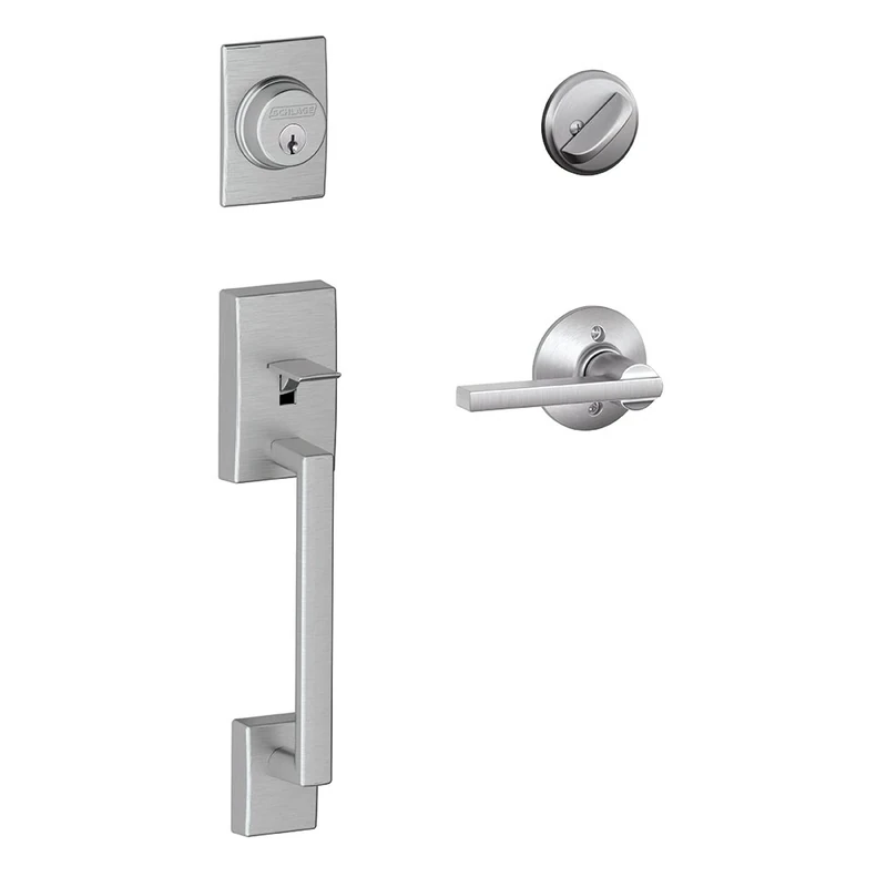 Century Single Cylinder Handleset and Latitude Lever, Satin Chrome (F60 CEN 626 LAT)