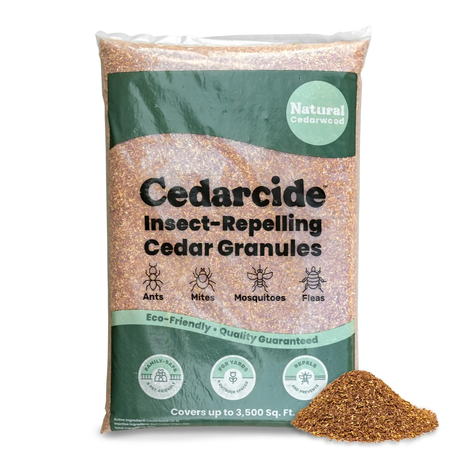 Cedar Lawn Patio Granules | Use on Fleas, Ticks, Ants, Spiders & Mosquitoes | Smells Great, Easy to Use | Family & Pet Safe | 1 Bag (8 Lbs)