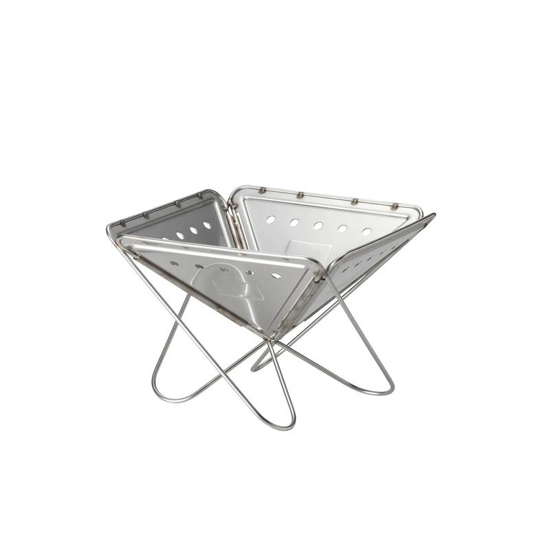 Snow Peak Pack & Carry Fireplace, Small, stainless steel foldable & portable firepit, for camping and outdoor cooking, Silver