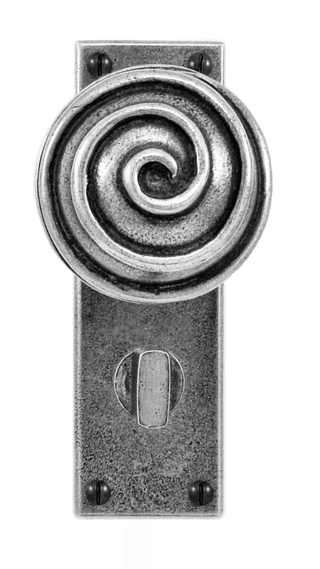 Swirl Pewter Door Knob - On Bathroom (Projection 75MM) - Image 1
