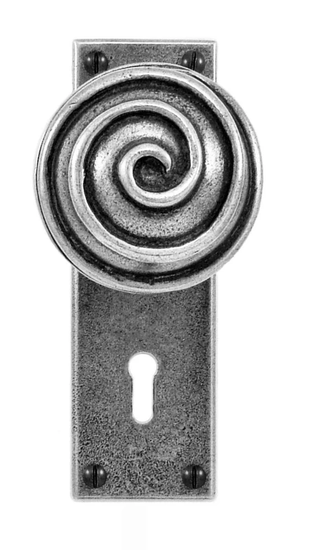 Swirl Pewter Door Knob - On Lock/Keyhole (Projection 75MM) - Image 1