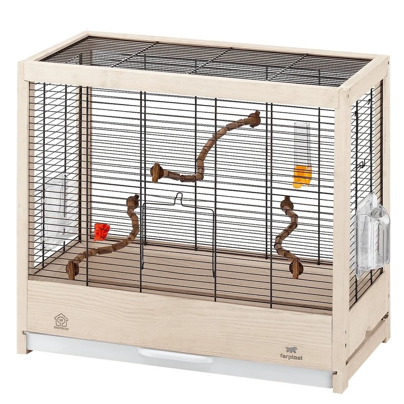 Ferplast Giulietta 4 Bird Wooden Cage, 57 x 30 x 50 cm, Black