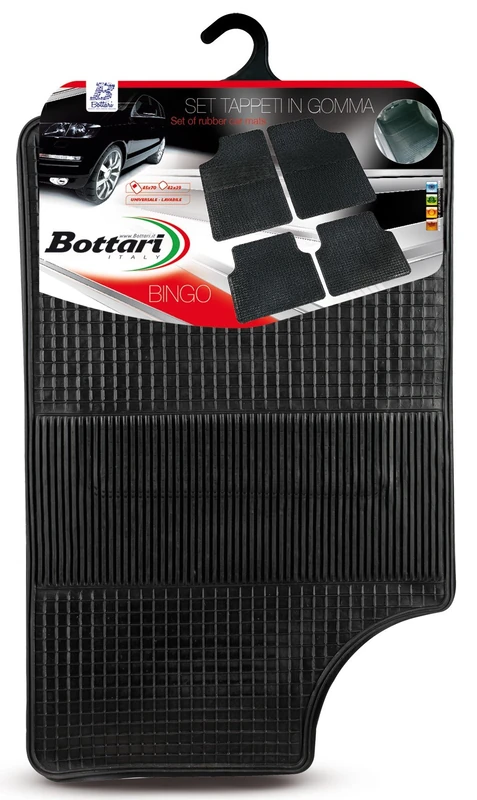 Bottari 14042 14042 Heavy Duty Luxury Universal Rubber Car Mat Set - 4 Pieces, Black