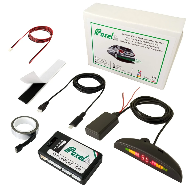 Proxel - Rear Invisible Electromagnetic Parking Sensors, EPS-DUAL 4.0 With Wireless Display, Without Drilling the Bumper, Universal and Original