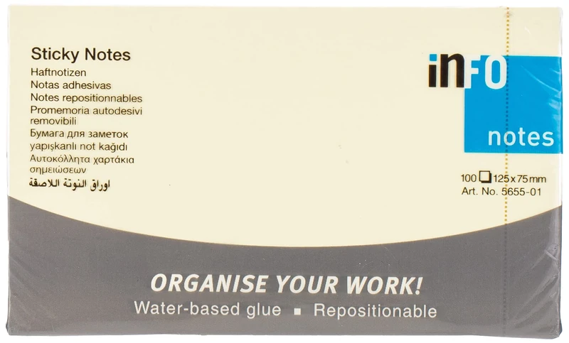 Sticky Note Pad 125 x 75 mm 100 Sheets Yellow - Image 1