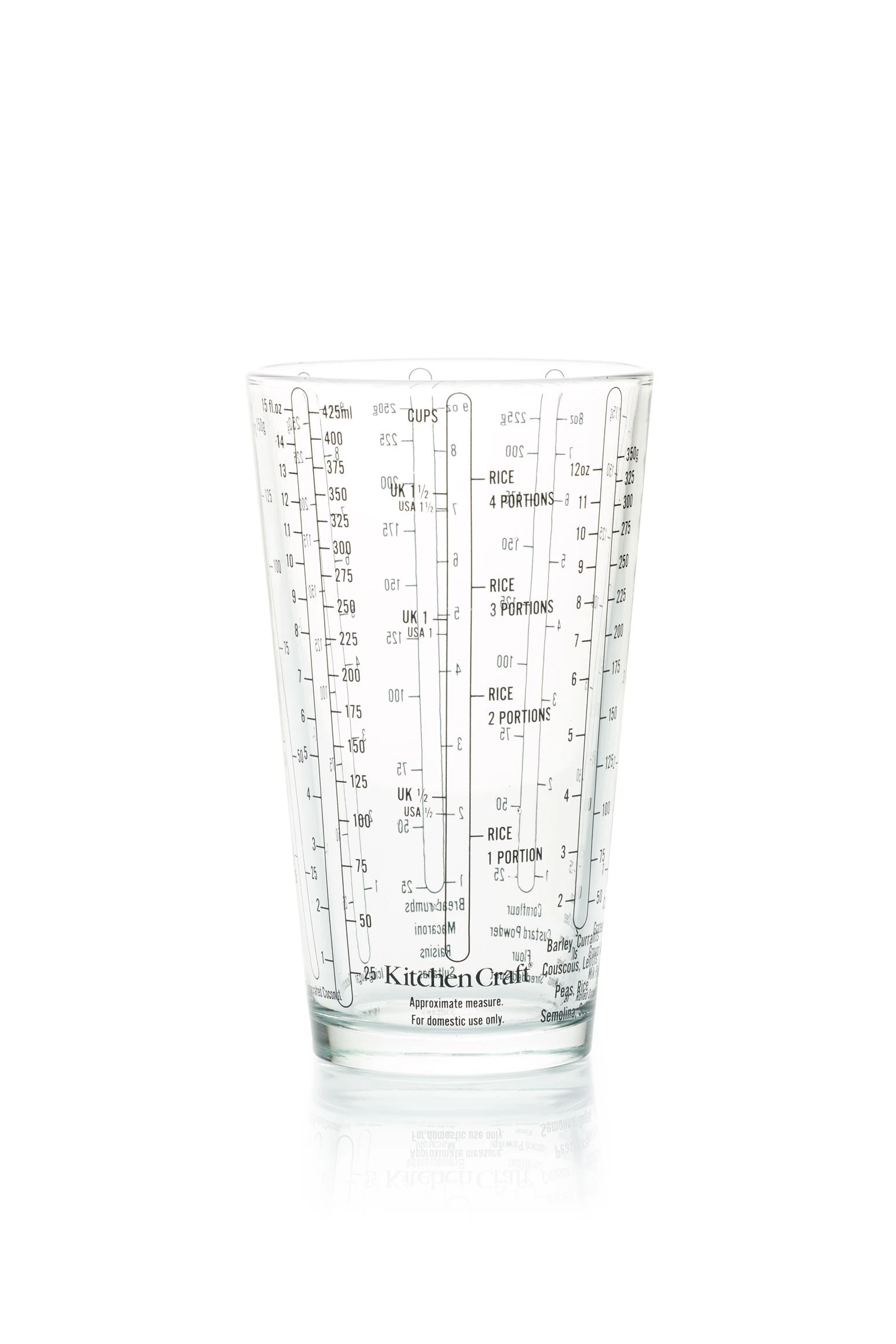 KitchenCraft Glass Measuring Cup for Wet and Dry Ingredients, Imperial and Metric Units, Powdered Mixes and Liquids, 45 ml
