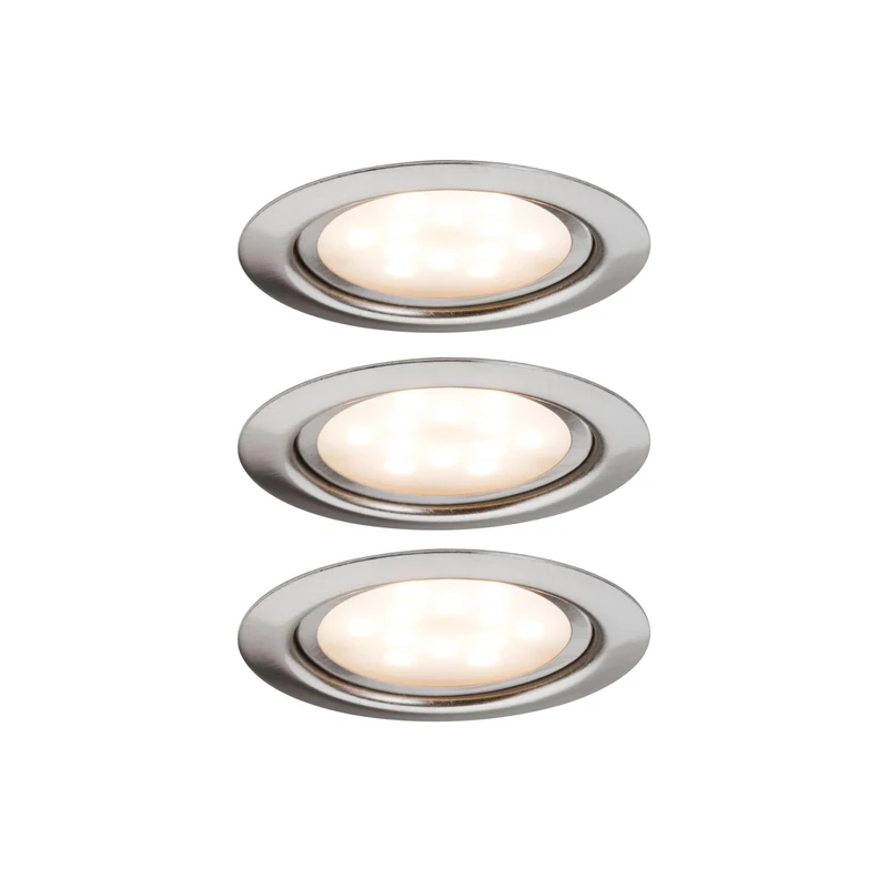 Paulmann 93553 Furniture recessed Light Set LED 3x4.5W 12VA 65mm 230V/350mAbrushed Iron/Metal