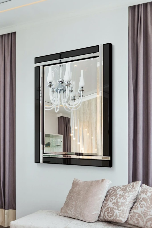 MirrorOutlet Modern Black Bevelled Edge Venetian Mirror 2ft4 x 3ft4 (71cm x 100 cm), 100 cm x 71 X 2 cm, YC014