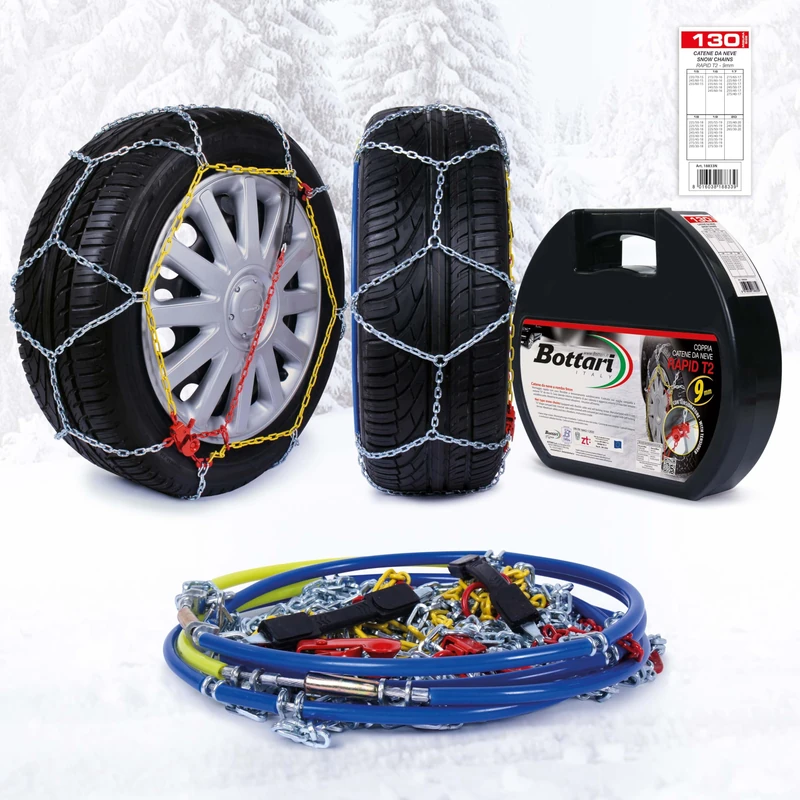 Bottari [Goodyear] 18833 “Rapid T2" 9mm Snow Chains, Size 130, ABS and ESP Compatible