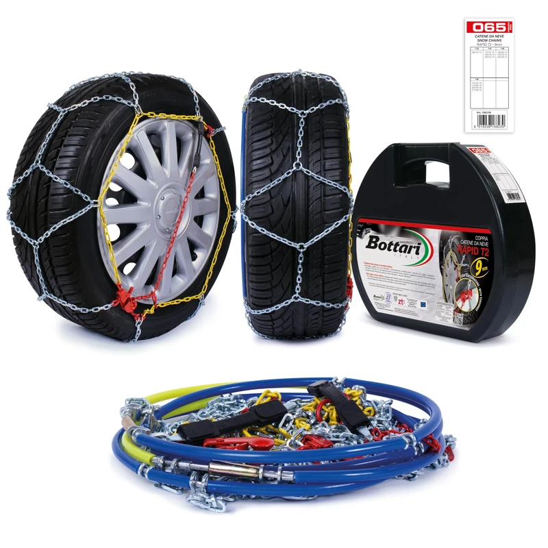 Bottari 18823 "Rapid T2", 9 mm car passenger snow chains, TUV and ONORM approved, Size 065