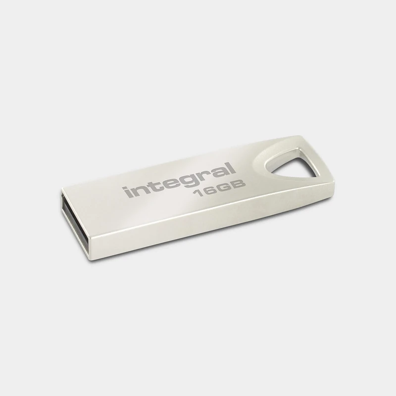 Integral 16GB USB Memory 2.0 Flash Drive Arc with metal casing for keyring, a stylish and elegant solution to transfer and back-up your files