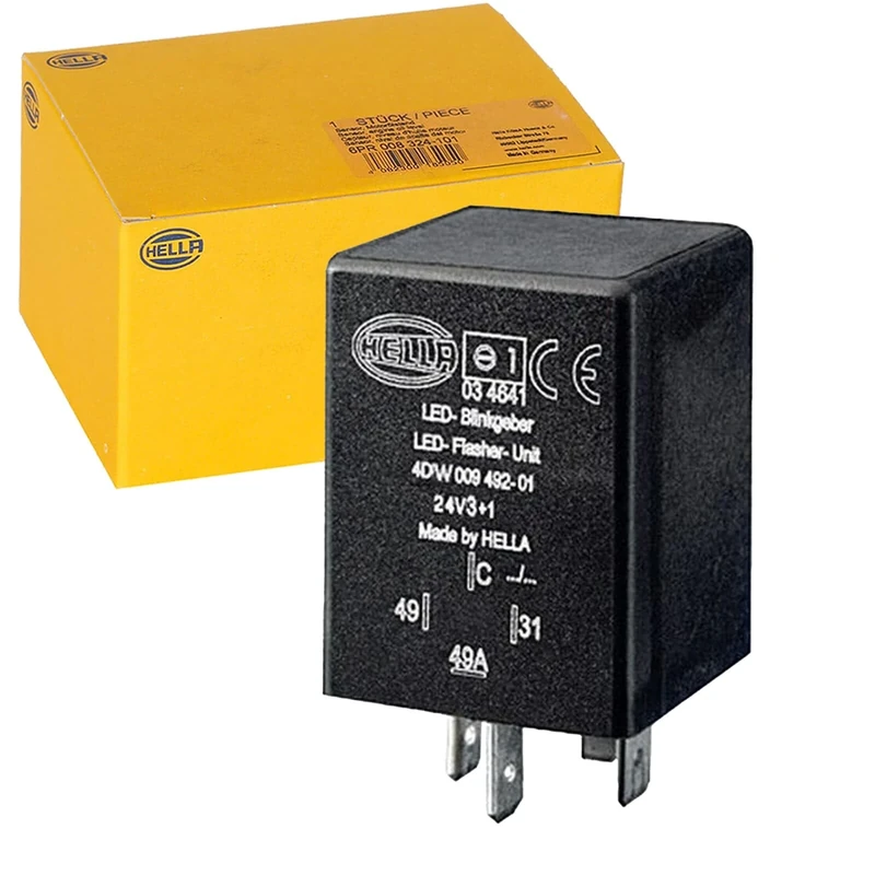 HELLA 4DW 009 492-011 Flasher Unit - 24V - 4-pin connector - Plugged - Electric - LED - with holder