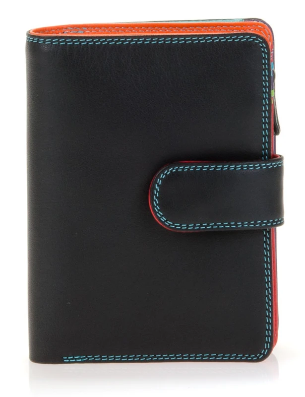 Leather women's Wallet MYWALIT - Medium Snap Wallet - 390-4 Black Pace