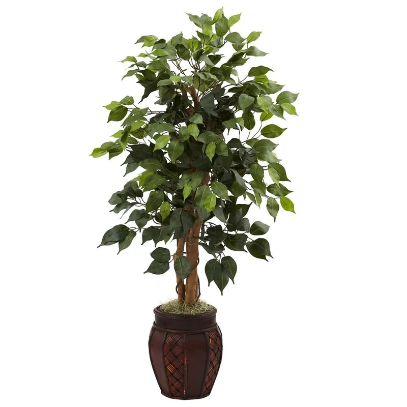 Nearly Natural 5929 44in. Ficus Tree with Decorative Planter,Green