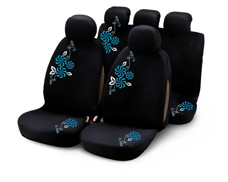 Bottari SpA 29011 My Flower Swivel Car Covers - Black/Blue (9 Pieces)