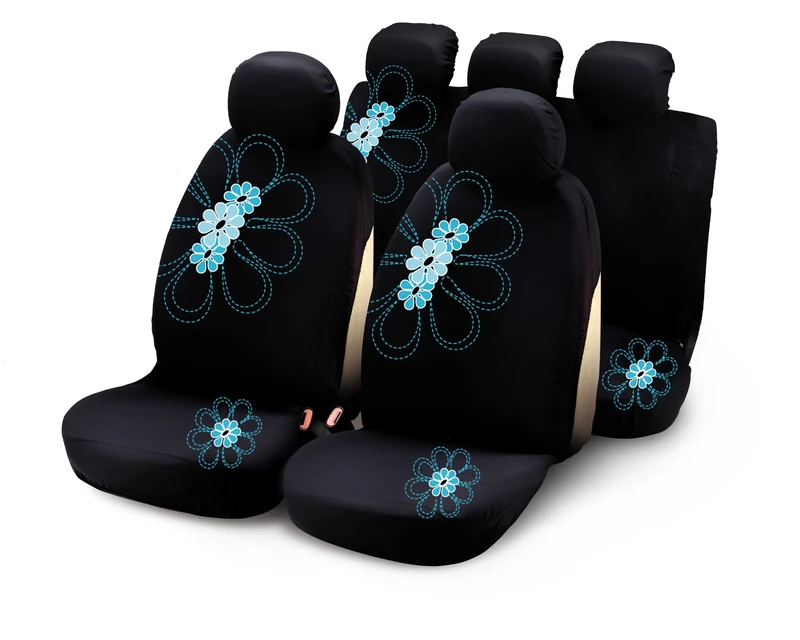Bottari SpA 29017 My Spring Flower Car Covers - Black/Blue (9 Pieces) - Image 1