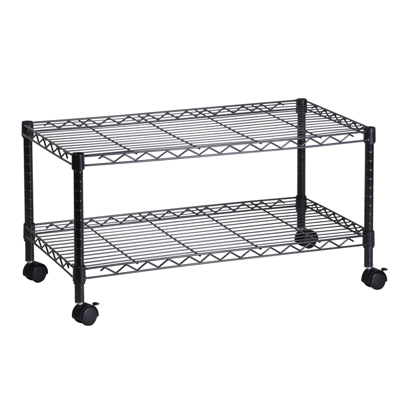 Honey Can Do 2-Tier Media Cart, Steel, Black, 18x36 - Image 1