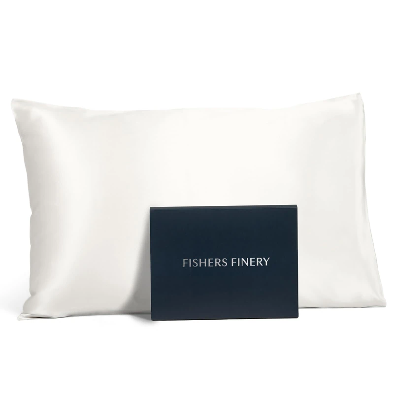 Fishers Finery 100% Pure Silk Pillowcase, Exceptional Value, Mulberry Silk, 19mm, White King