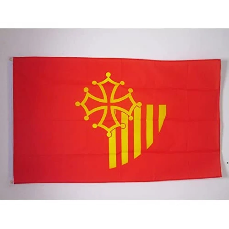 AZ FLAG - Languedoc-Roussillon Flag - 3x5 Ft - 100D Polyester French Region Of Languedoc-Roussillon Banner with Two Metal Grommets - Fade Resistant - Vivid Colors - 3' x 5' Feet - 150x90 Cm