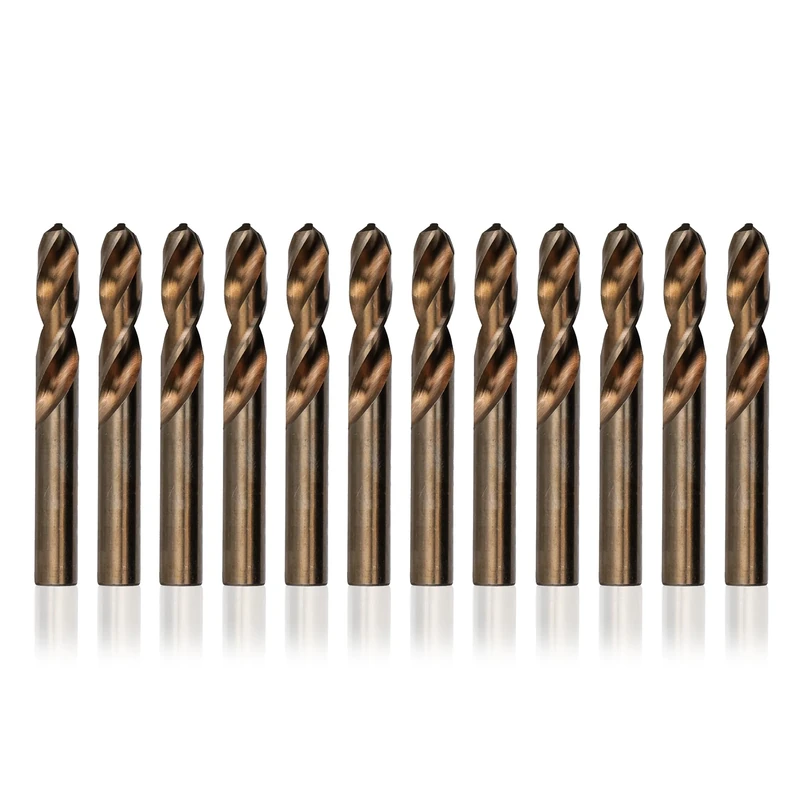 Drill America - D/ASTCO1/4P12 1/4" Cobalt Heavy Duty Split Point Stub Drill Bit (Pack of 12), D/ASTCO Series