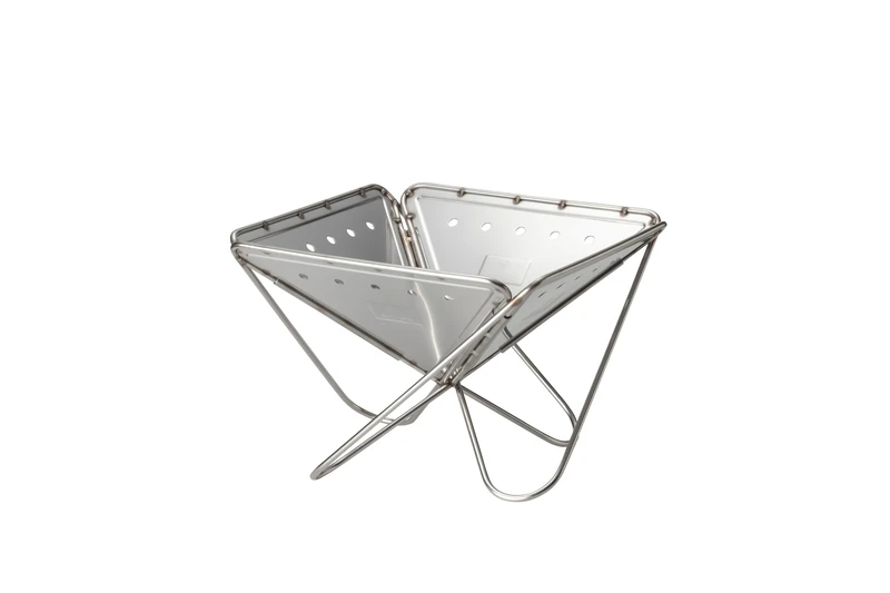 Snow Peak Pack & Carry Fireplace, Medium, Stainless Steel portable firepit, collapsable and foldable for camping and outdoor cooking