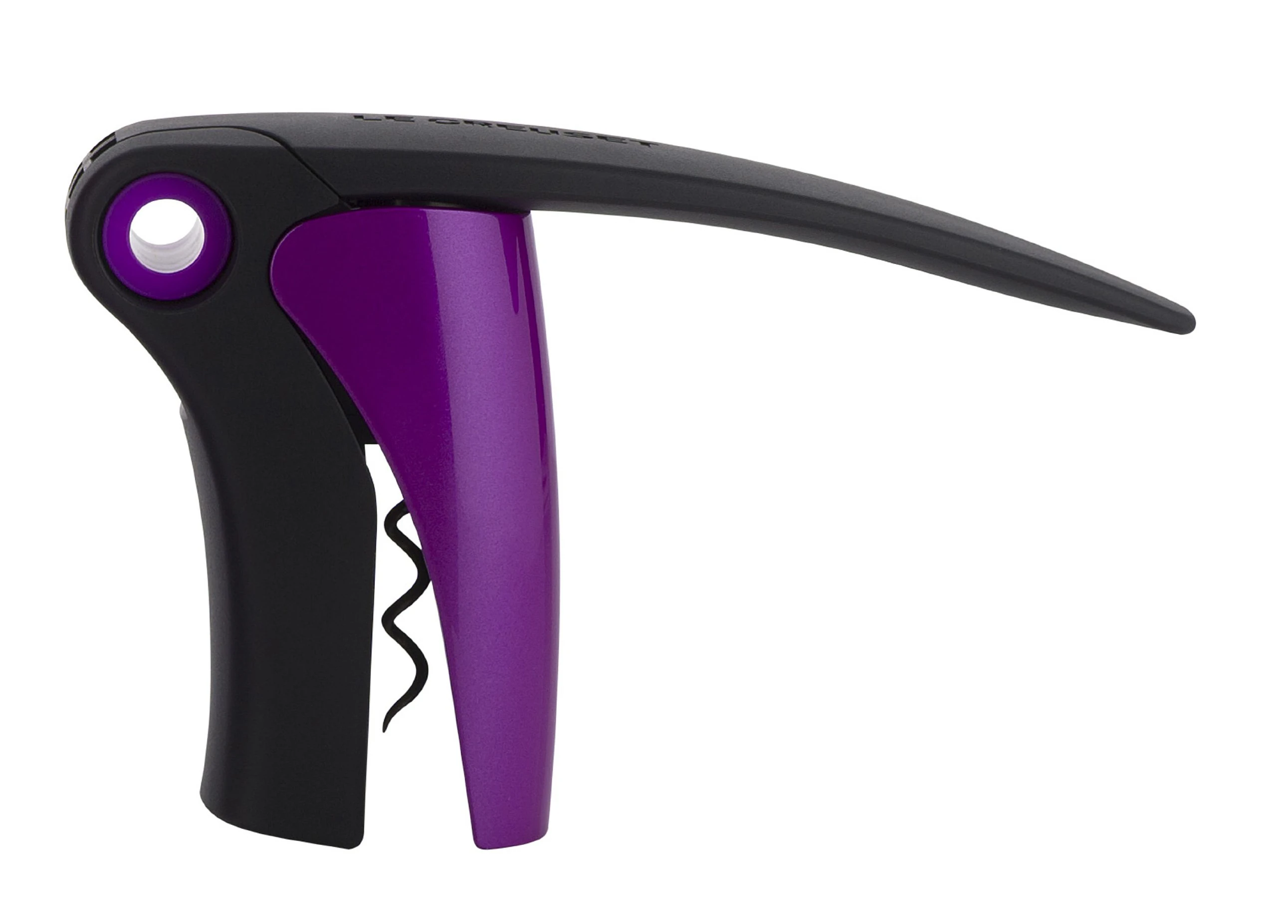 Le Creuset Lever Corkscrew Wine Opener, Compact Design For All Cork Types, LM-150 Model, Carbon Material, Shiny Purple, 59059025910081
