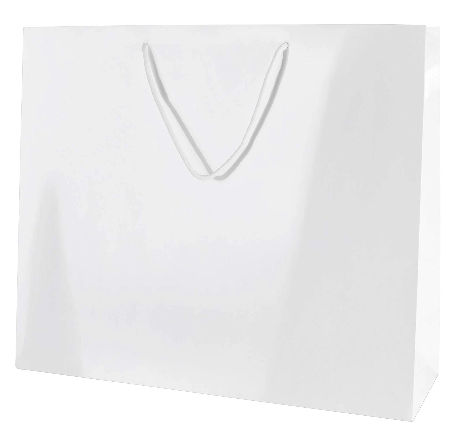 Thepaperbagstore 10× White Large Gloss Laminated Gift Bags 41 × 32 × 13 cm – 250 gsm Boutique Paper Bags with Rope Handles & Reinforced Base – Ideal for Gifts, Weddings, Retail & Corporate Use