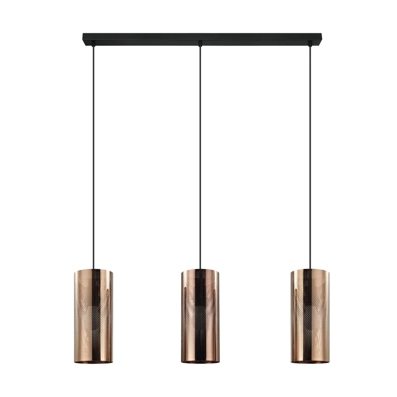 Eglo Pendant Light Tabiago, 3-Light Hanging Lamp Vintage Industrial, Steel Pendant Lamp in Black Rosé Gold, Dining Table Light, Hanging Living Room Lamp with E27 Socket - Image 1