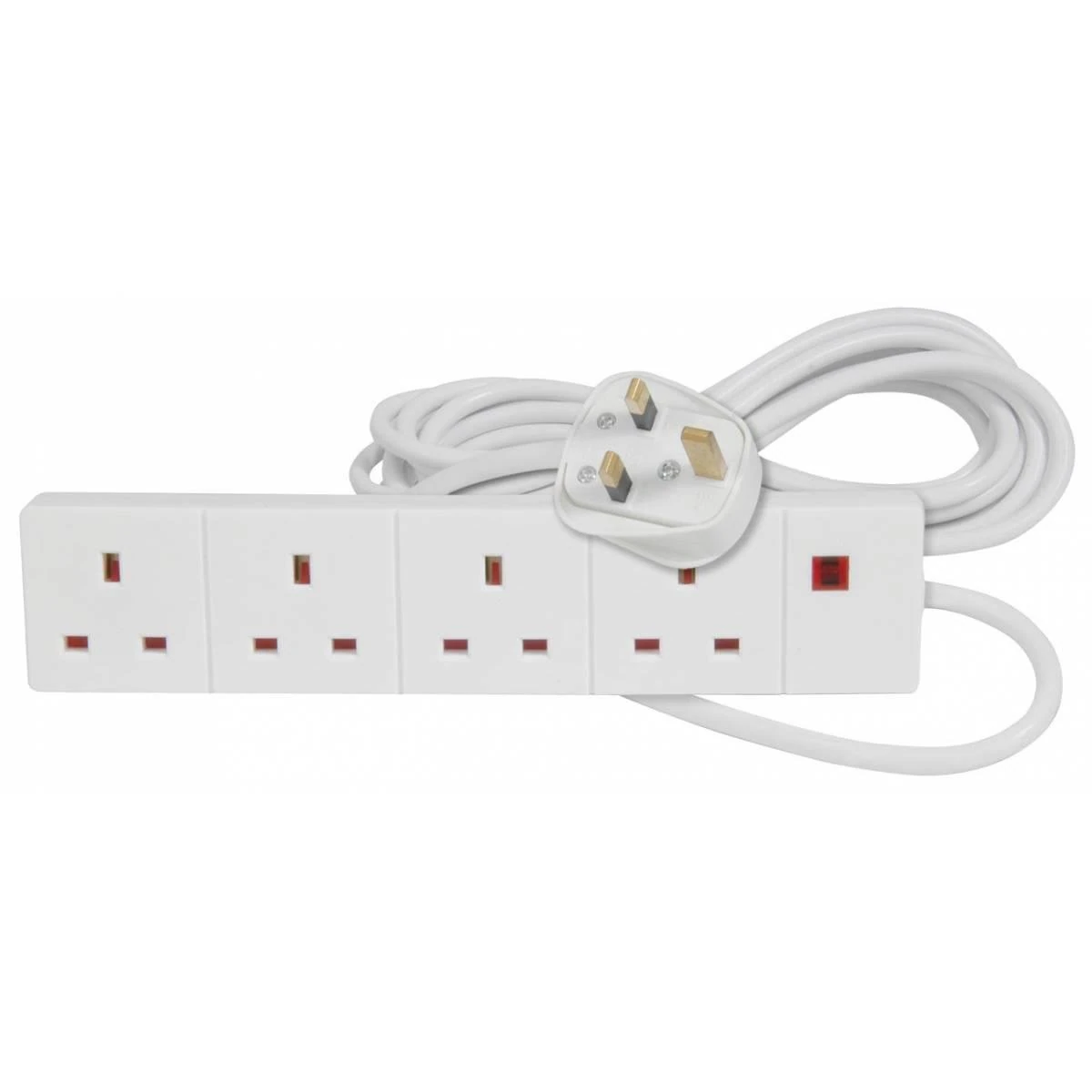 STATUS 4 Way Socket Extension Lead, 2m Cable Multi-Plug Power, Wall Mountable Strip for Home and Office, 13A 3120W Rated, Wall Mountable in White (4WS2M20)